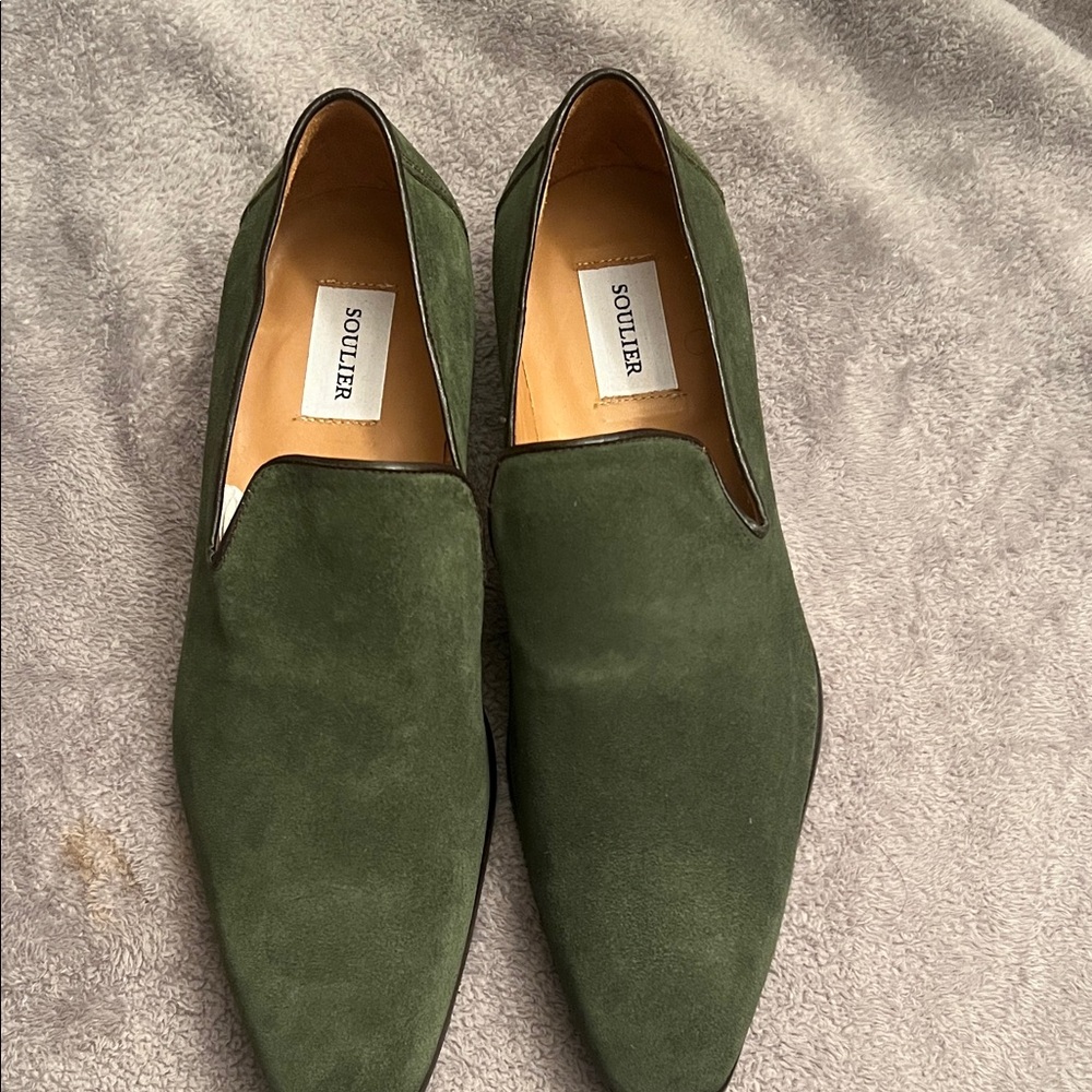 Soulier Olive Green Suede Men's Slip-On Loafers